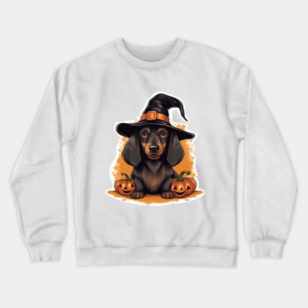 Sausage puppy Dog Halloween Crewneck Sweatshirt by LaartStudio